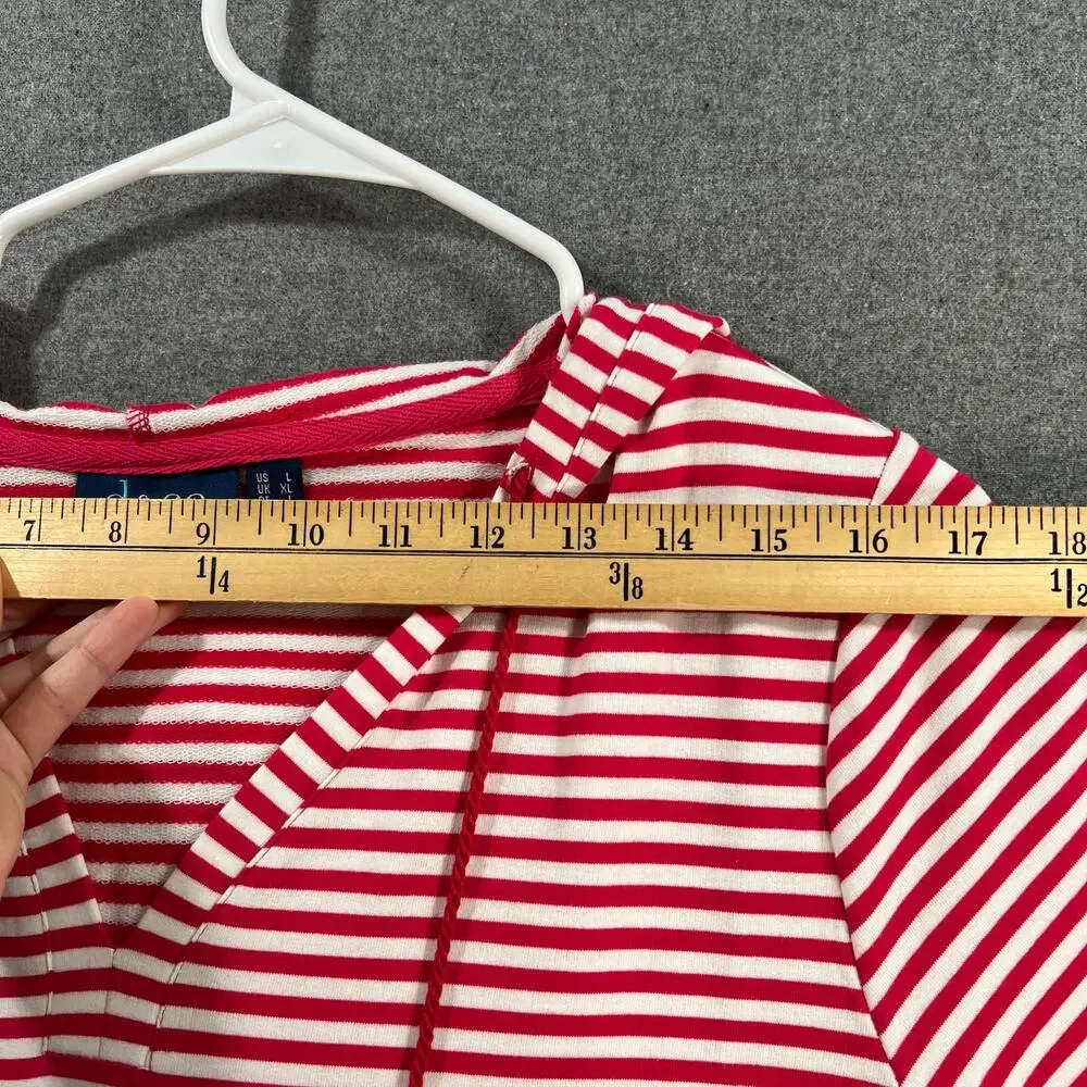 Denim & Co. Beach French Terry Hooded Cover-Up with Pockets Red Size Large - Picture 5 of 11